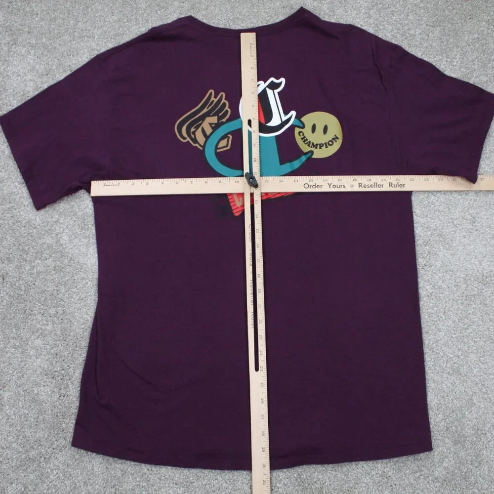 Champion Graphic Shirt‎ Mens XL Purple Athleisure Cotton Short Sleeve Pullover - Picture 7 of 9